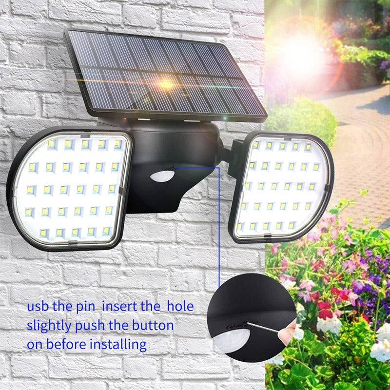 Solar Garden Wall Light - 56 LED Motion Sensor Outdoor Security Light, IP65 Waterproof