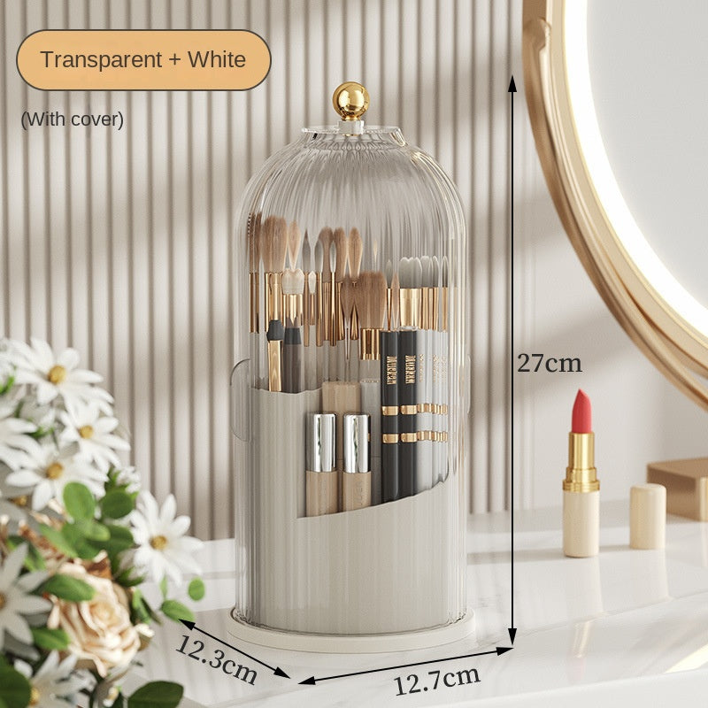 Rotating Makeup Brush Holder – Dust-Proof Cosmetic & Lipstick Organiser