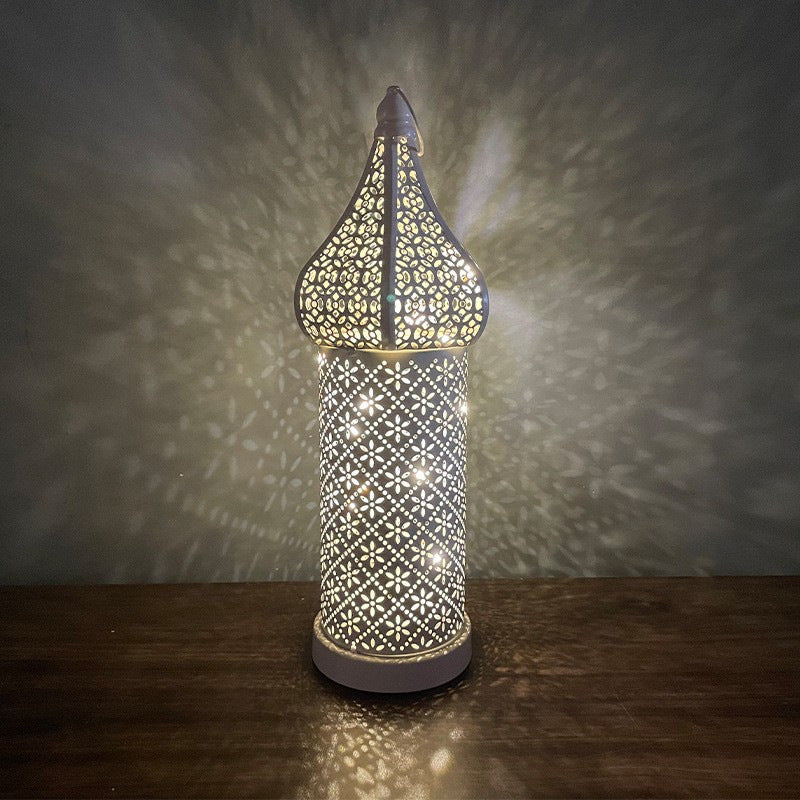Moroccan Wrought Iron Decorative Lamp - Battery LED Night Light for Ramadan, Events and Home Decor