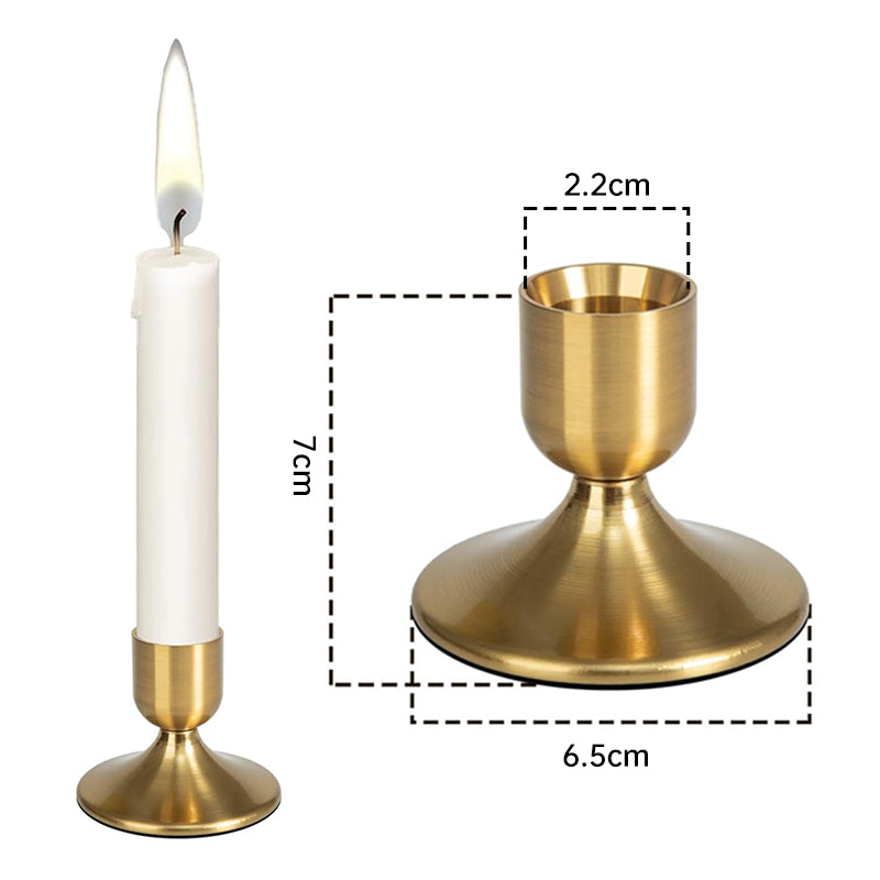 8-Piece Gold Conical Candle Holder Set – Elegant Metal Taper Holders