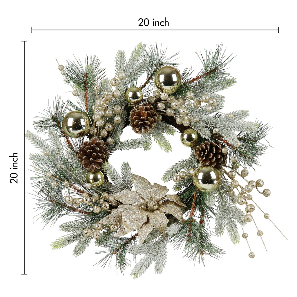 20-Inch Pre-Lit Christmas Wreath – 8 Lighting Modes, Warm LED Lights & Timer