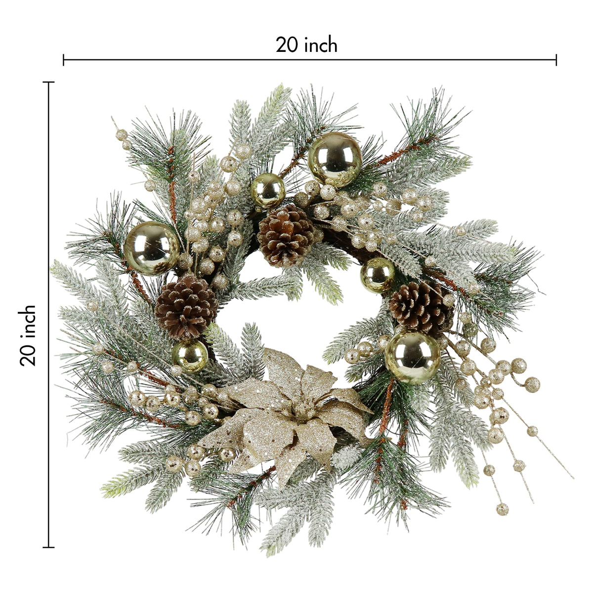20-Inch Pre-Lit Christmas Wreath – 8 Lighting Modes, Warm LED Lights & Timer