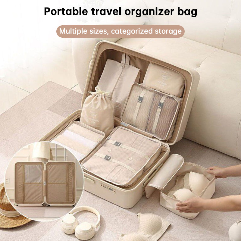 7-Piece Travel Packing Cubes Set - Luggage Organiser with Shoe Bag, 6 Colours