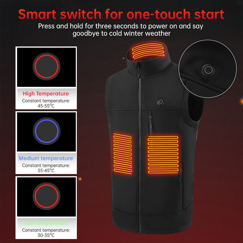 9-Area USB Heated Vest for Men and Women - Washable Heated Jacket for Hiking, Fishing and Skiing