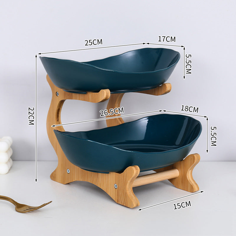 2-Tier Bamboo Fruit Stand - Space-Saving Kitchen Countertop Organiser with Ventilation