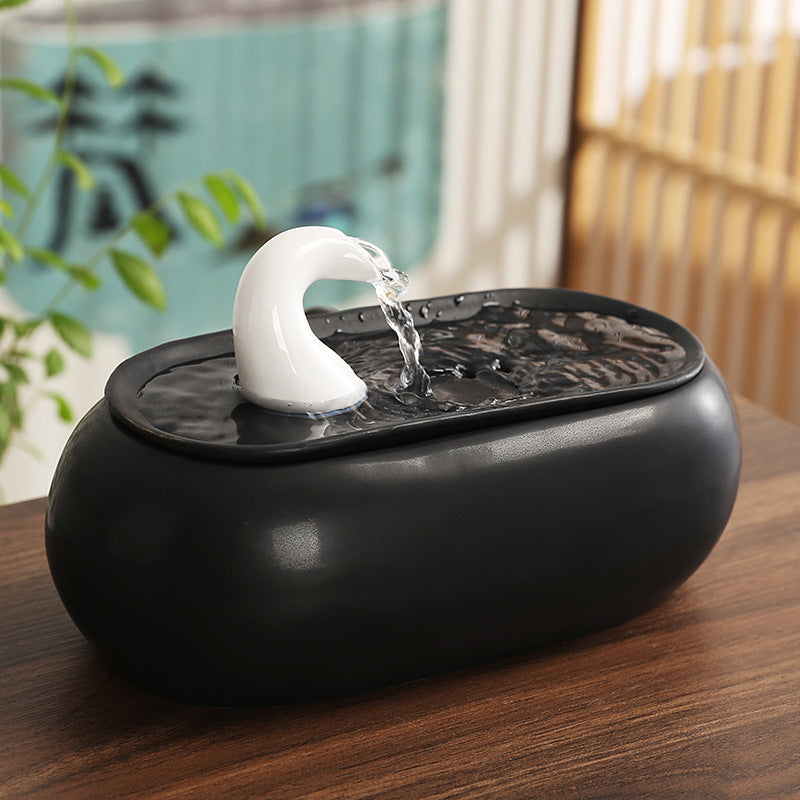 Ceramic Flowing Water Ornament – Chinese Style Feng Shui Desktop Decoration