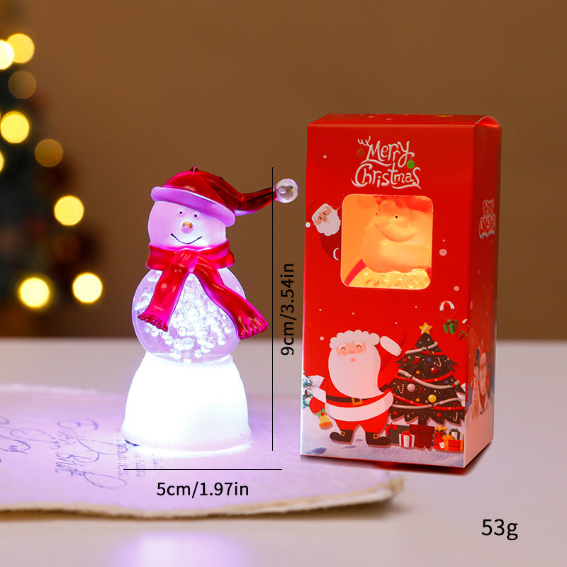 Glowing Christmas Character Bubble Light Ornament - Santa & Snowman Festive Decoration