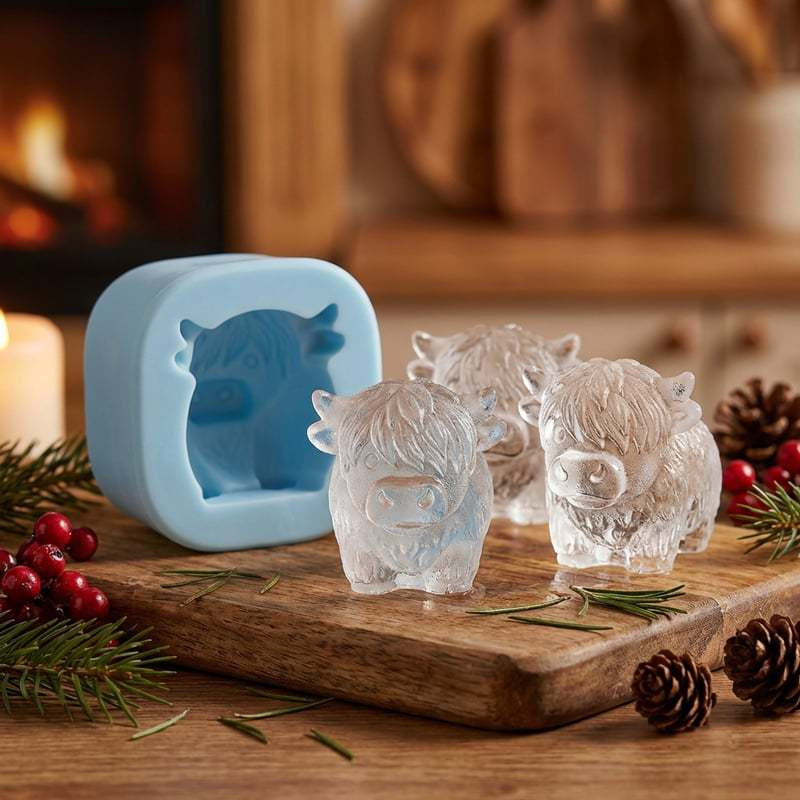Highland Cow 3D Silicone Mould Set - For Chocolate, Fondant, Candles, Soap and Baking DIY