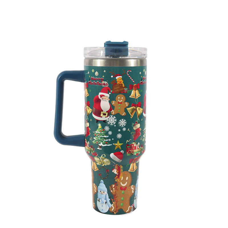 Christmas 40oz Insulated Tumbler with Handle - 304 Stainless Steel Thermal Car Mug