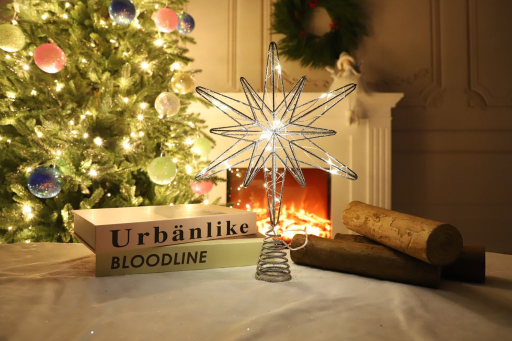 3D Iron Carved Christmas Tree Topper Star - Luxury Metallic Star Decoration in 4 Designs