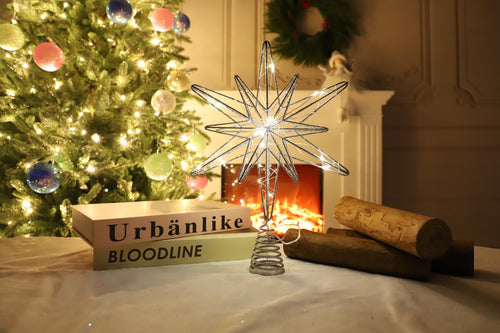 3D Iron Carved Christmas Tree Topper Star - Luxury Metallic Star Decoration in 4 Designs