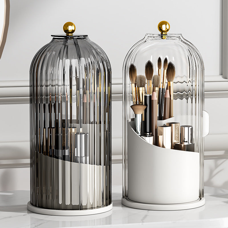 Rotating Makeup Brush Holder – Dust-Proof Cosmetic & Lipstick Organiser