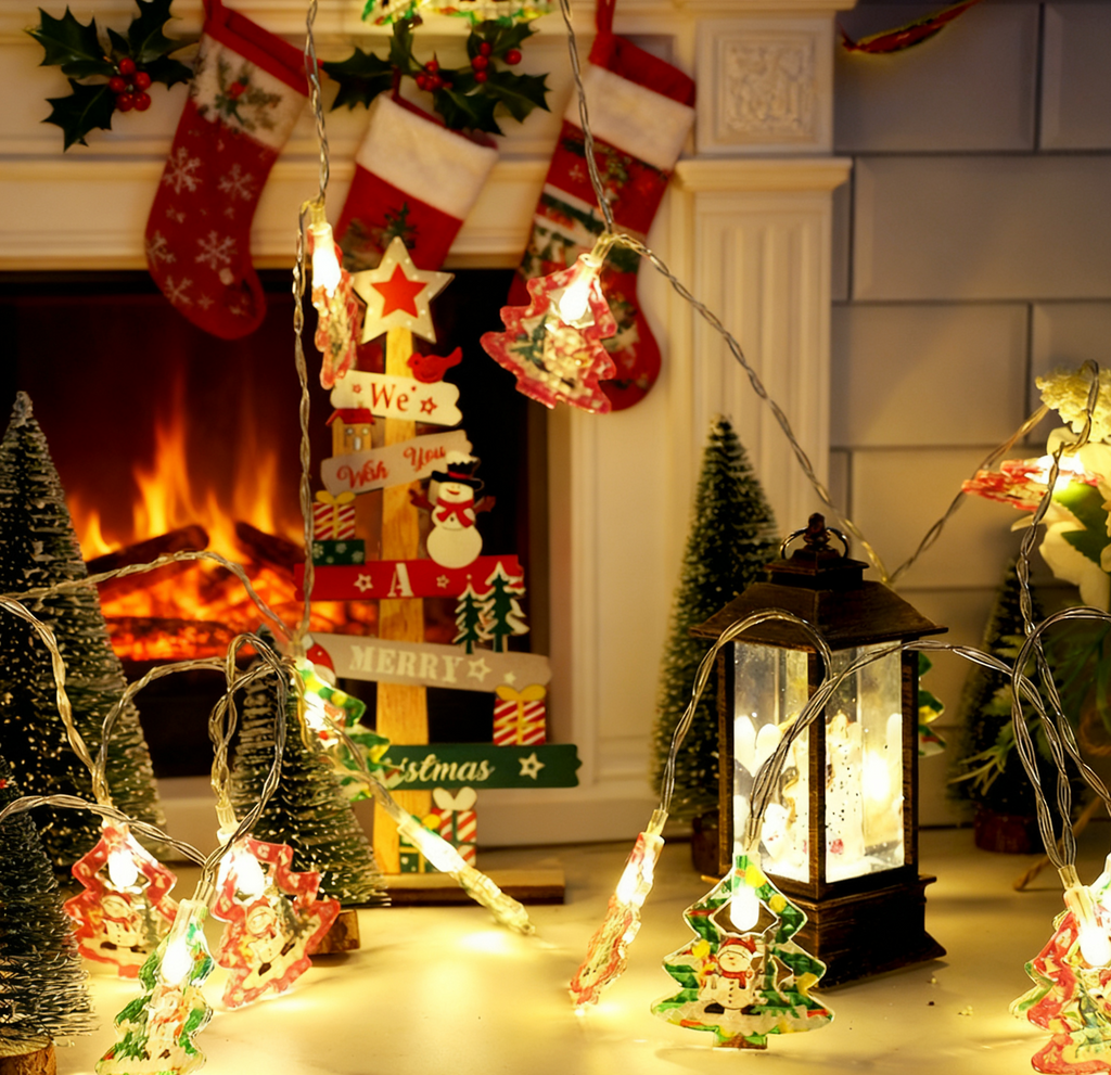 Red & Green Christmas Tree LED Light String - Colourful Festive Lights (Battery or USB)