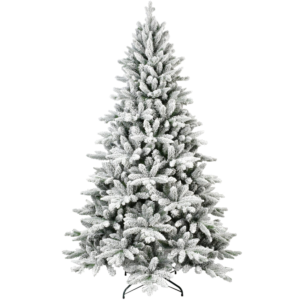 5FT Snow-Flocked Artificial Christmas Tree – Frosted White & Green