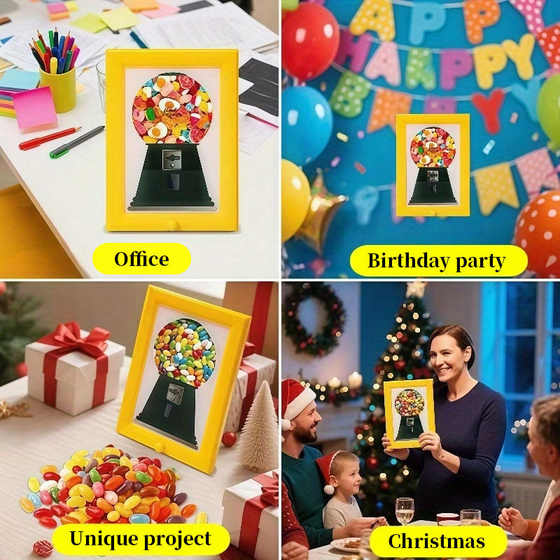 Candy Dispenser Photo Frame - Novelty Rectangular Picture Frame for Home Decor, Halloween, Christmas and Birthday Gift
