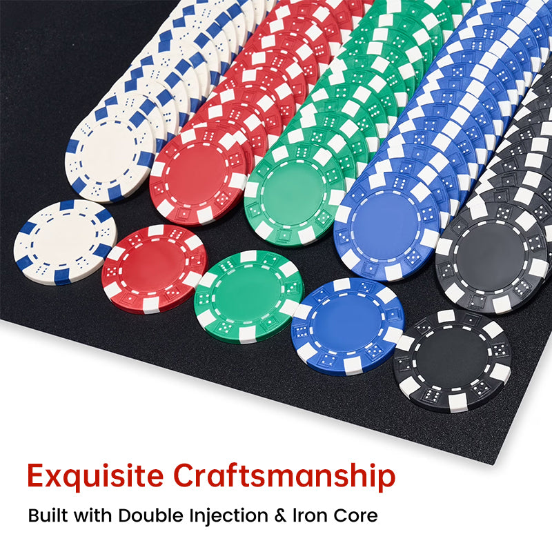 500 PCS Poker Chip Set – Texas Hold'em Casino Kit with Aluminium Briefcase, Dice, Cards & Dealer Button