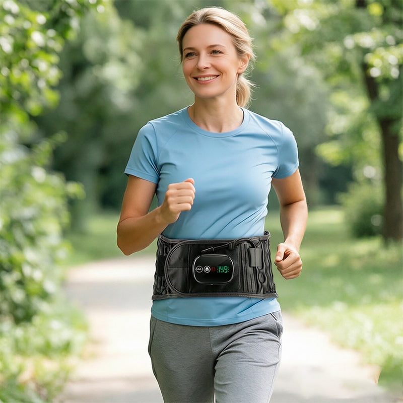 Electric Heating & Massage Waist Belt - Inflatable Lumbar Support with Red Light Therapy for Back Pain Relief