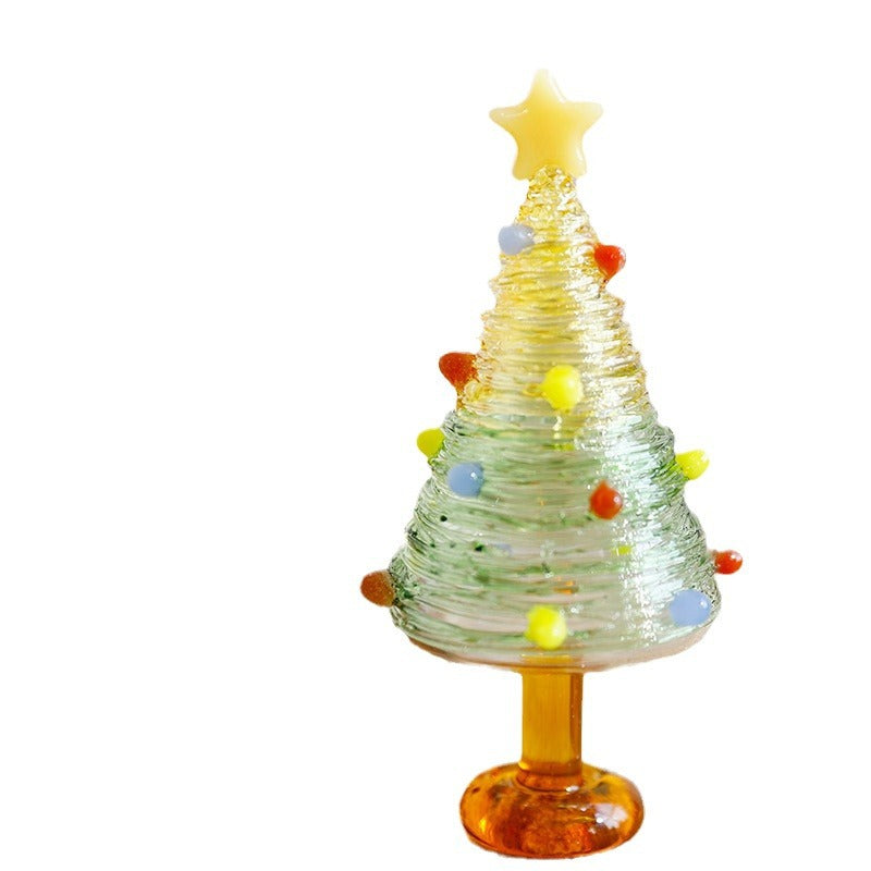 Mini Christmas Tree Decoration with Frosted Glass Effect for Holiday Scene Arrangement, Mini Christmas Tree Ornament