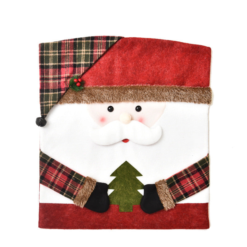 Christmas Character Dining Chair Cover - Santa, Snowman & Reindeer Design (54x48cm)