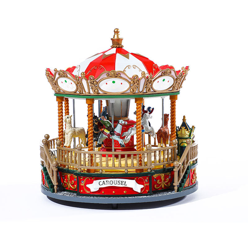 Christmas Carousel Music Box Ornament - Large Luxury Festive Decoration & Gift (27 x 23.5cm)