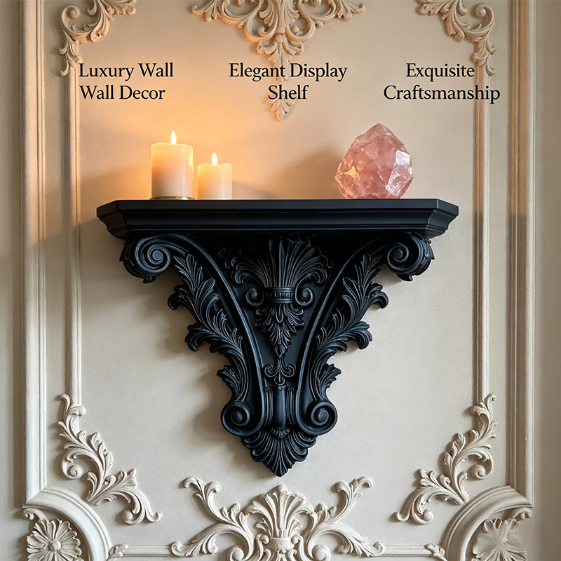 Gothic Floating Shelf – 3D Carved Wall Decor & Plant Display Stand