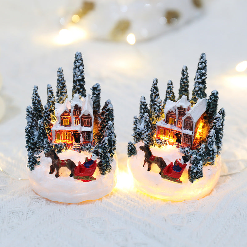 Luminous Resin Christmas House Decoration - Glowing Micro Landscape Village Scene Gift