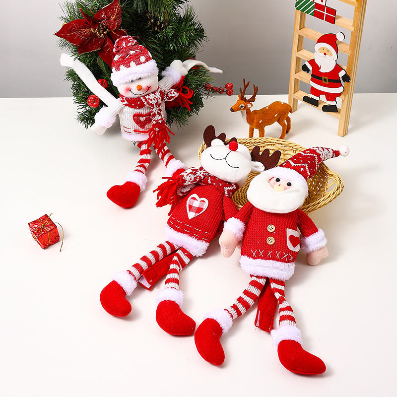 Knitted Long Leg Santa Claus Curtain Buckle Pendant - Festive Christmas Decoration