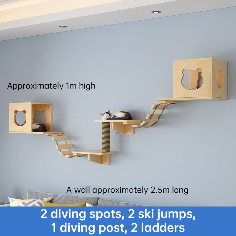 Wall-Mounted Cat Activity Centre - Hammock, Platforms & Sisal Scratch Post Set for Indoor Cats