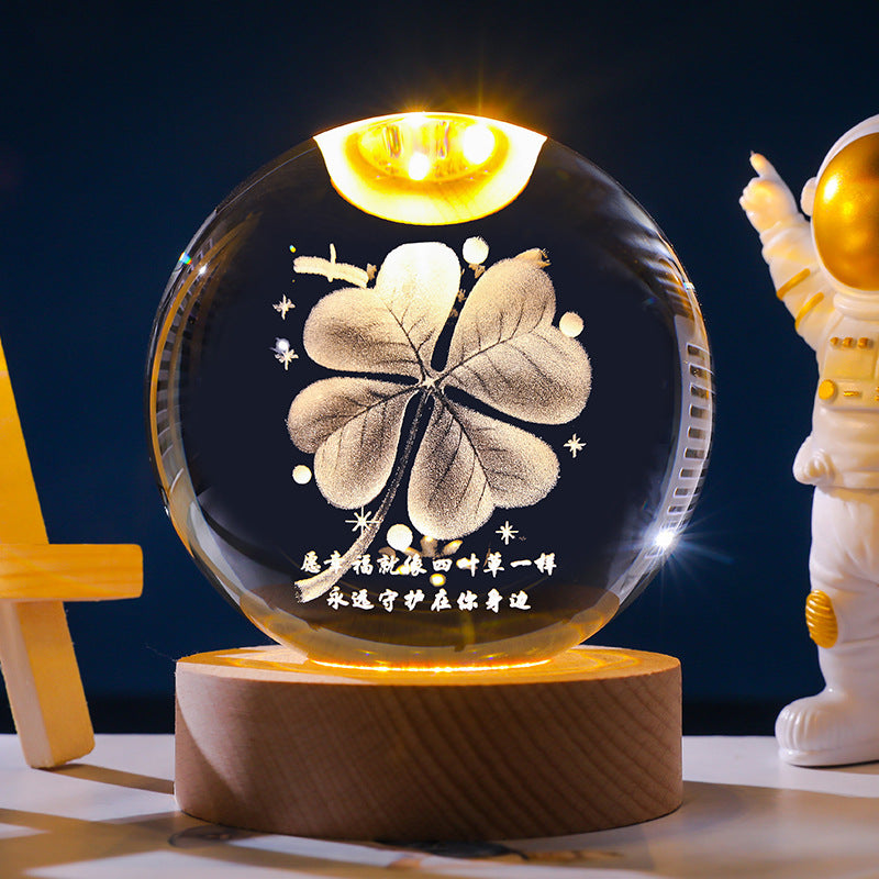 3D Crystal Ball Ornament with LED Touch Base – Micro Landscape Desk Decor Gift (6cm & 8cm)