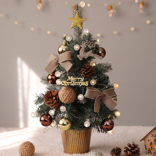 Reindeer Mini Christmas Tree Desk Set - Luxury Holiday Scene Decoration in 7 Colours (45cm & 60cm)