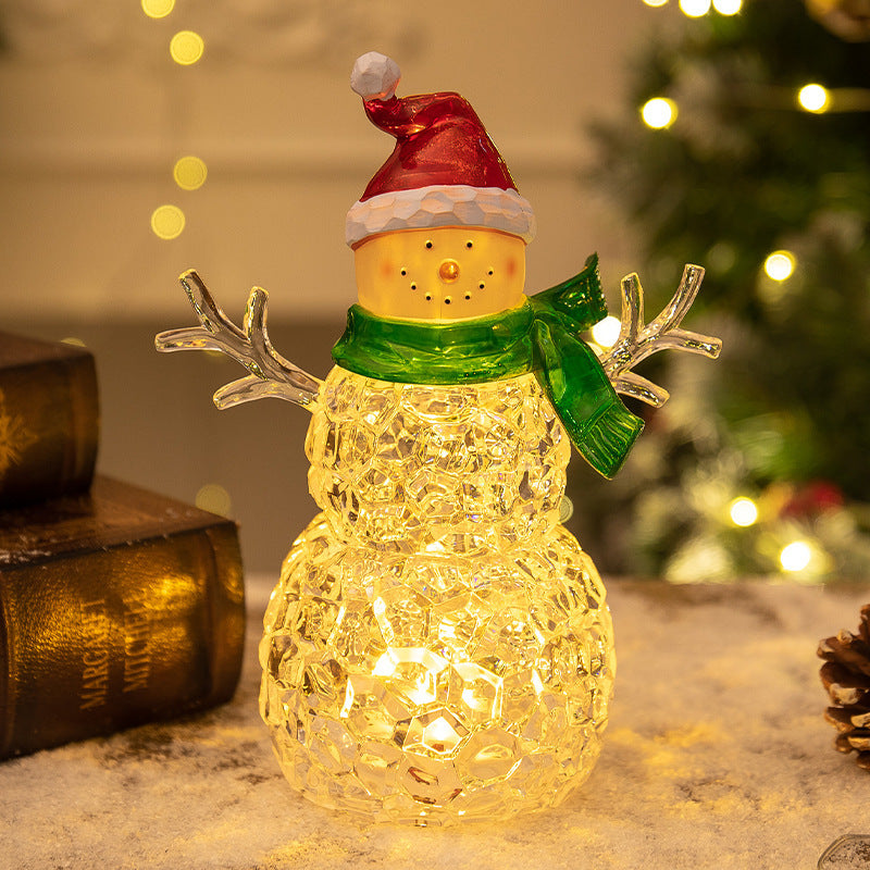 Glowing Acrylic Snowman Night Light - LED Desktop Ornament & Christmas Gift in 2 Colours (17x23.5cm)