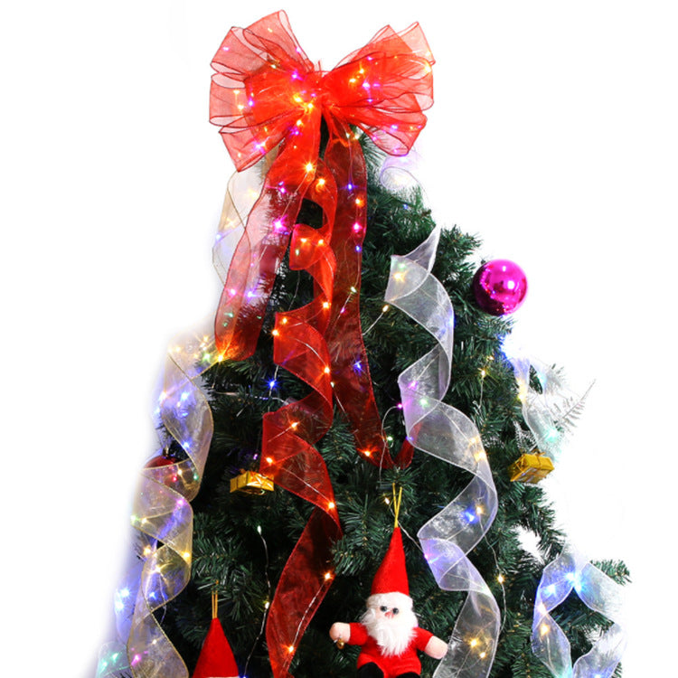 Christmas Ribbon LED String Lights – Satin Copper Wire Fairy Lights