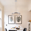 Modern Crystal Flush Mount Ceiling Light - 18.9" Round Chrome Chandelier for Living Room & Bedroom