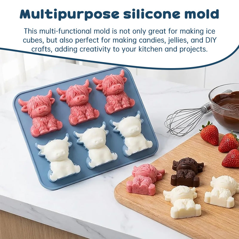 Highland Cow 3D Silicone Mould Set - For Chocolate, Fondant, Candles, Soap and Baking DIY