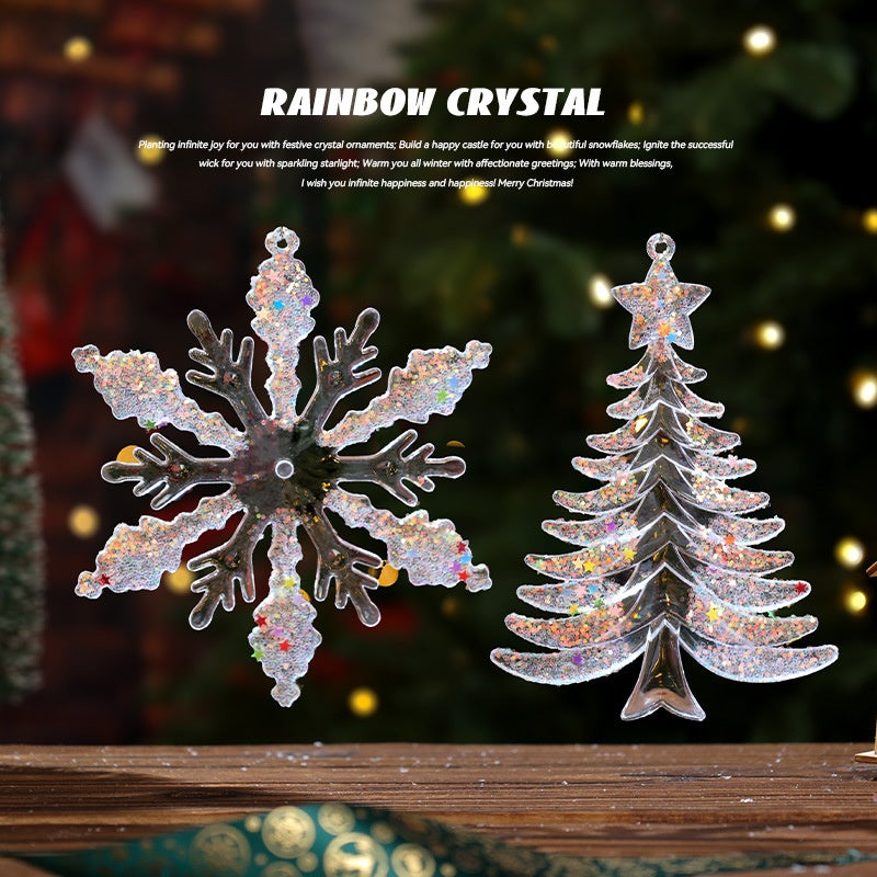 Christmas Decorative Creative Hanging Ornament Acrylic Transparent Snowflake Crystal Pendant Ice Crystal Hanging Decoration for Christmas Tree