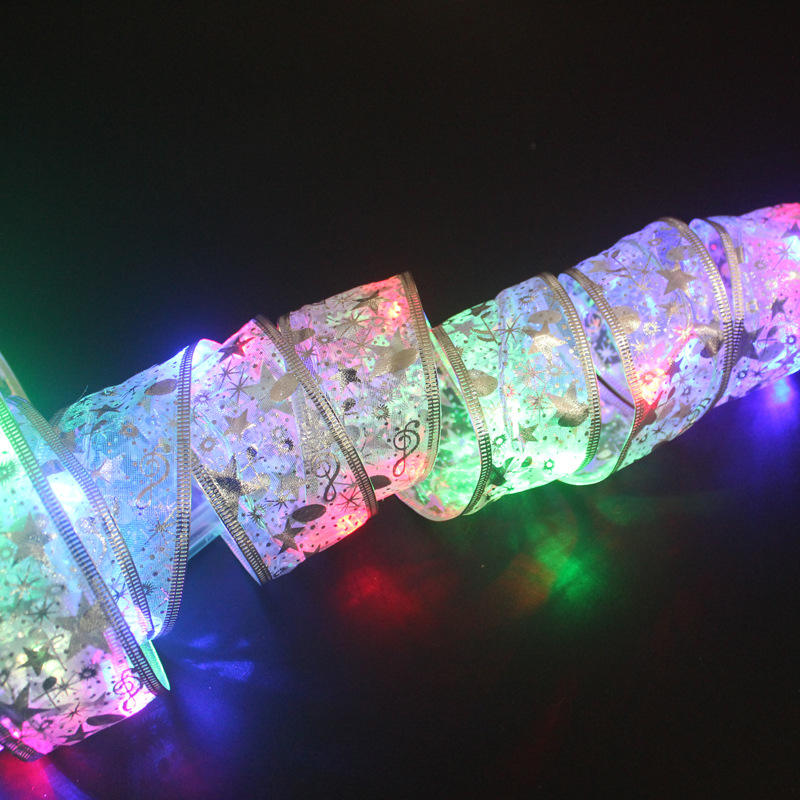 Christmas Ribbon LED String Lights – Satin Copper Wire Fairy Lights