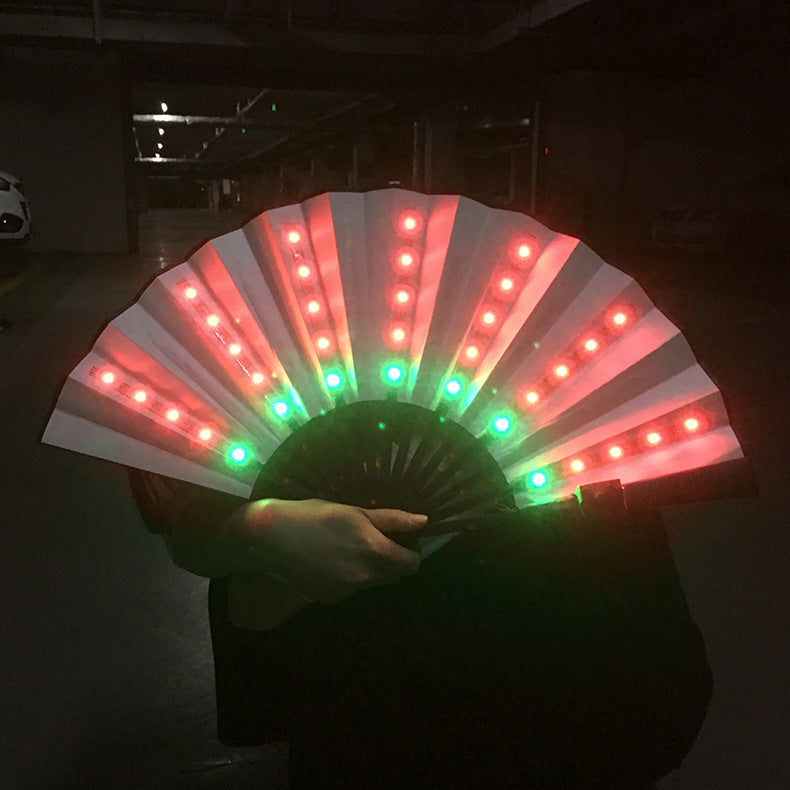 Shop Bar Disco Folding Fan LED Luminous Fan Party Stage Performance Props Fantasy Color Change Fan