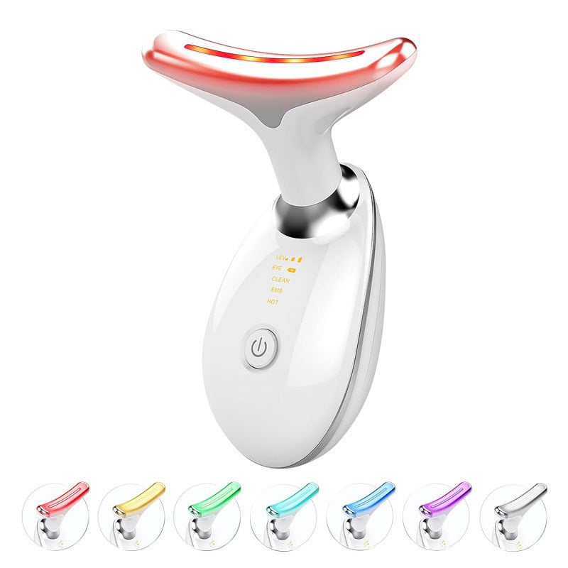 Neck Massager with 7-Color Light Therapy - Vibration Beauty Device for Neck Wrinkle Care