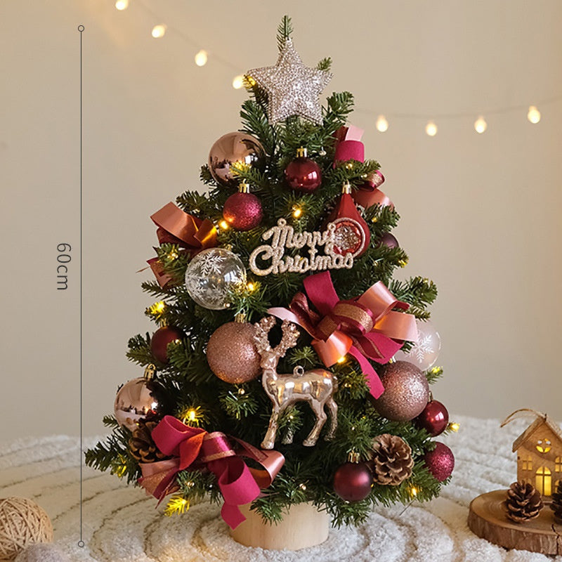 Reindeer Mini Christmas Tree Desk Set - Luxury Holiday Scene Decoration in 7 Colours (45cm & 60cm)