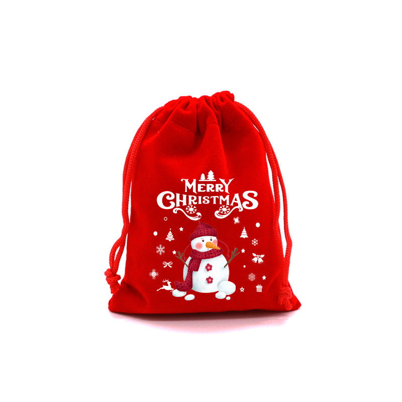 Red Velvet Christmas Drawstring Gift Bag – Festive Candy & Apple Storage Pouch