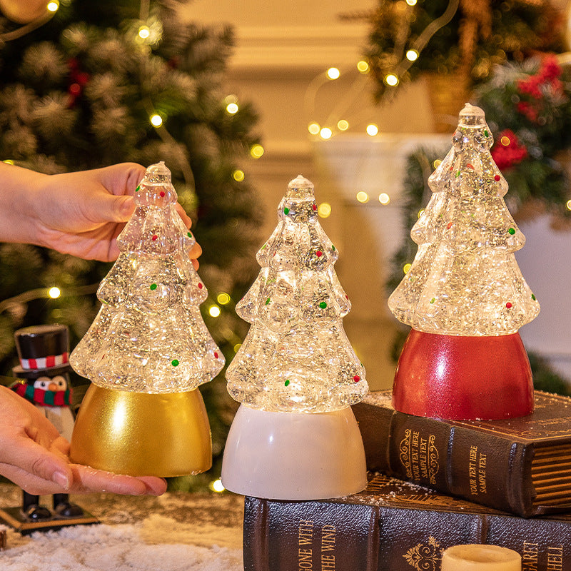 Christmas Crystal Ball Music Box Night Light - Snowflake Tree Scene with Lights in 2 Colours