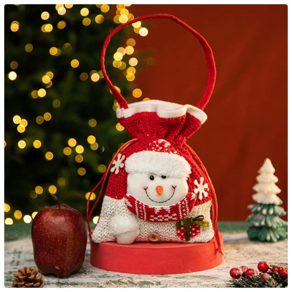 Christmas Fleece Drawstring Gift Bag – Festive Santa, Snowman & Reindeer Designs