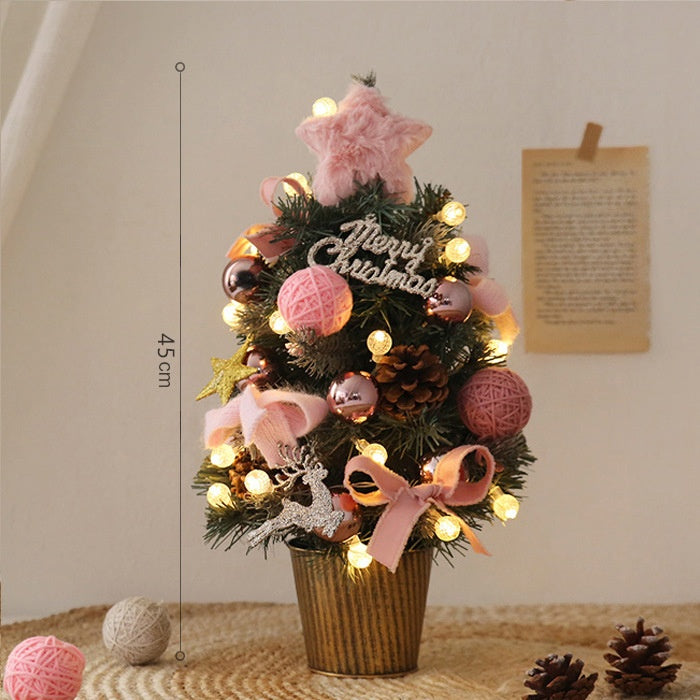 Reindeer Mini Christmas Tree Desk Set - Luxury Holiday Scene Decoration in 7 Colours (45cm & 60cm)