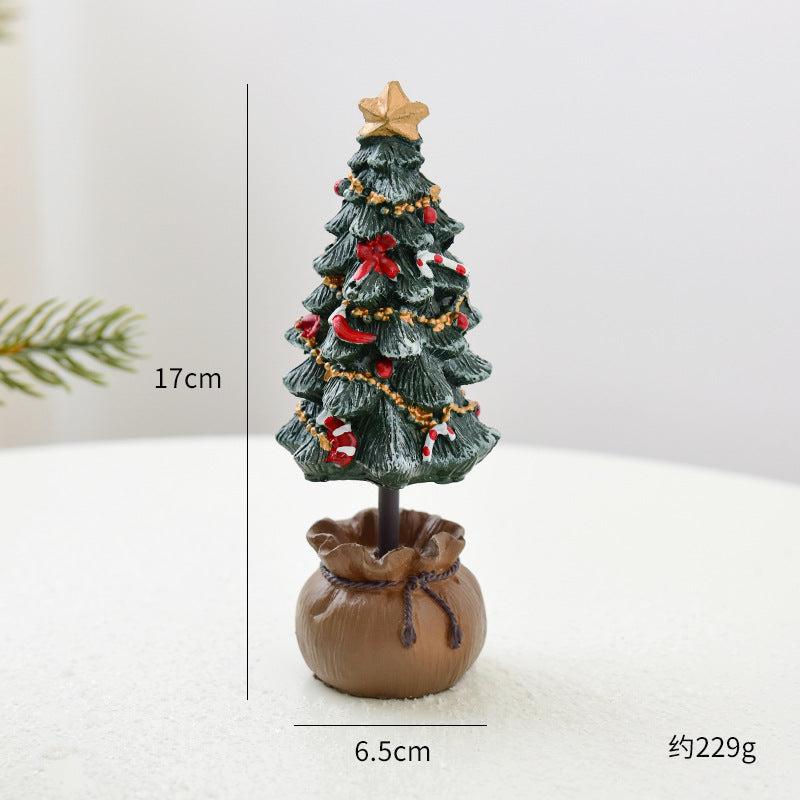 Resin Mini Christmas Tree Desktop Ornament - Small Festive Decoration & Christmas Gift (S/M/L)