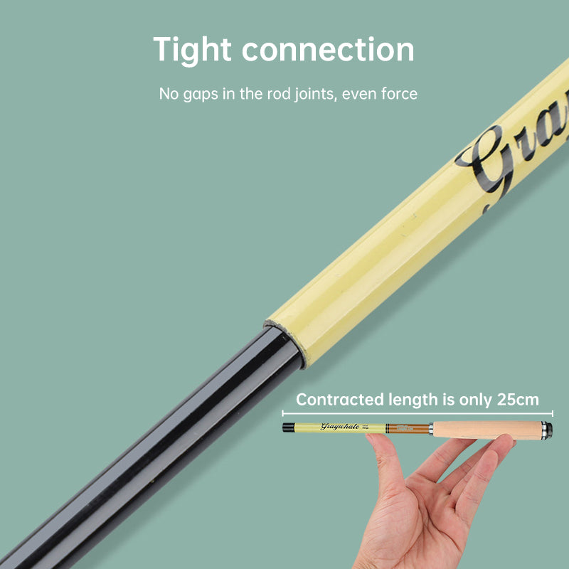 Ultra-Short Portable Telescopic Fishing Rod - Carbon Fibre, Micro Guide Rings, 26cm Collapsed, 0.8M–2.4M