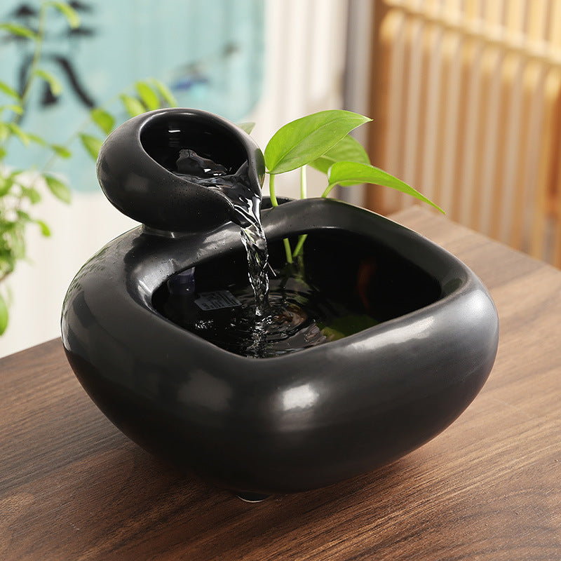 Ceramic Flowing Water Ornament – Chinese Style Feng Shui Desktop Decoration