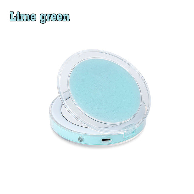 LED Lighted Foldable Compact Makeup Mirror - USB Rechargeable Vanity Mirror with 11 LEDs and 3x Magnification
