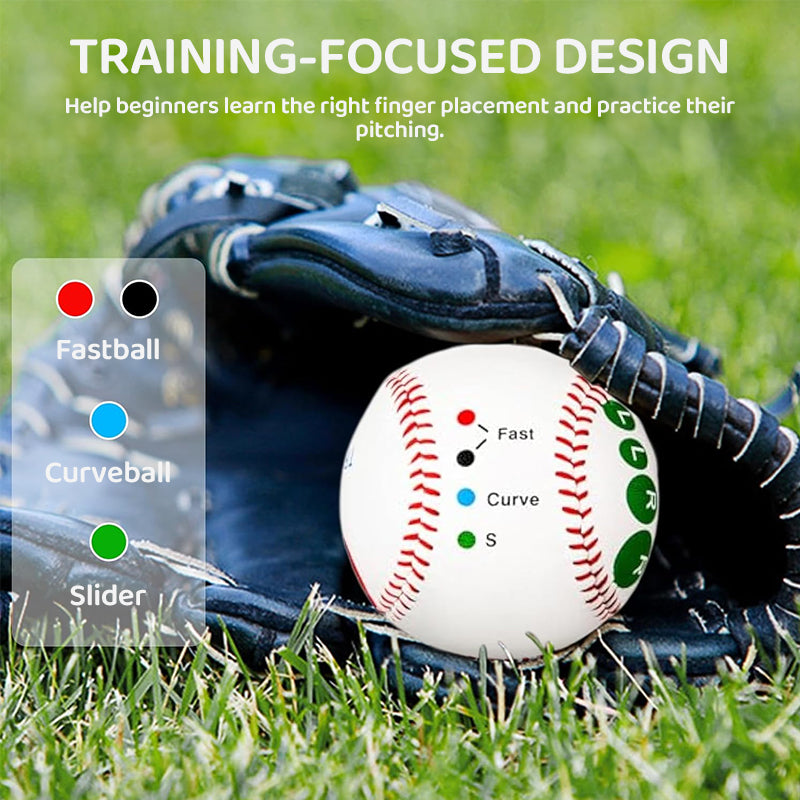 9-Inch Training Baseball with Finger Placement Markers - Pitching Practice Aid, Hard Ball or Soft Ball