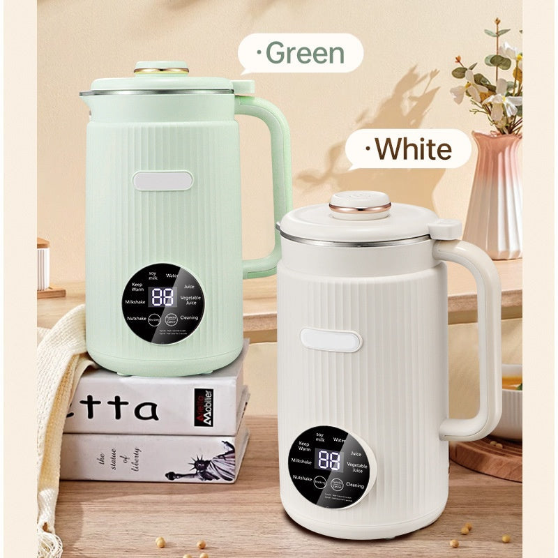 Multi-functional Soy Milk Maker & Blender - 1.2L Heating Juicer with Filter-Free Design, UK & US Plug (White & Green)
