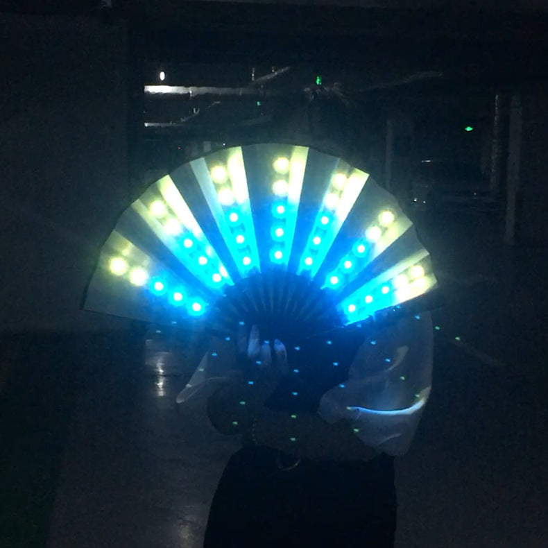 Shop Bar Disco Folding Fan LED Luminous Fan Party Stage Performance Props Fantasy Color Change Fan